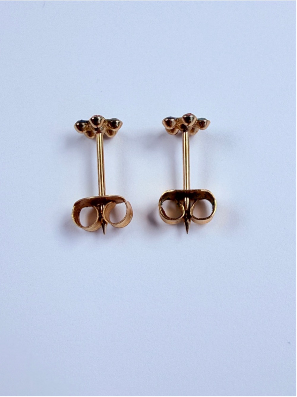 14K Solid Yellow Gold Inverness Multi Color Crystal Daisy Flower Stud Earrings - Picture 5 of 7